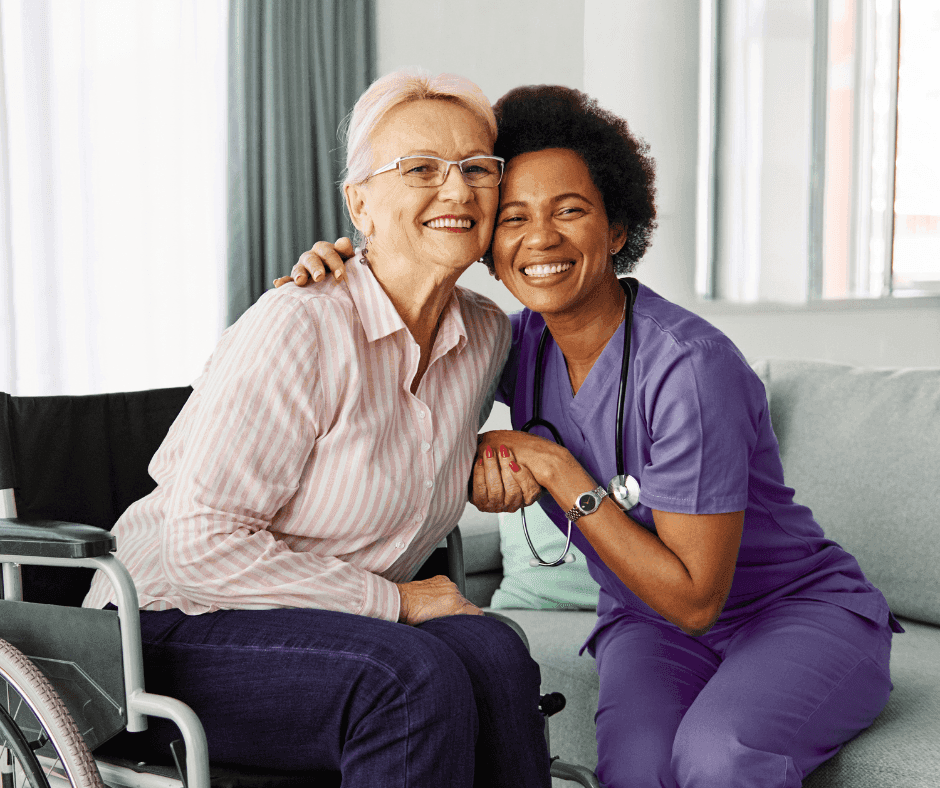Nursing smiling with service user